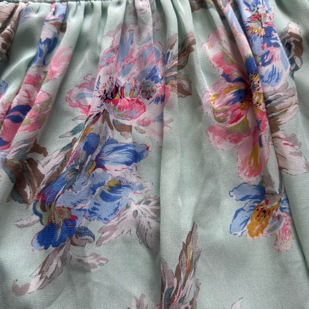 Sage Green Floral Maxi Dress High Slit Cottagecore Romantic Slip Dress S - Picture 7 of 10